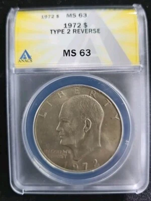 1972 Eisenhower Dollar Type 2 Reverse ANACS MS63 - Image 1 of 2