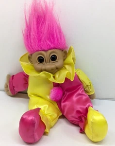 Ross Troll Clown Jester Beanbag bambola #3604 rosa e giallo 10" - Foto 1 di 14