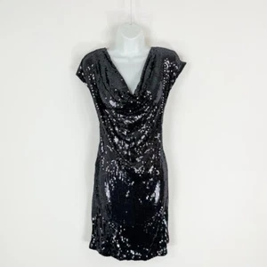 ~~ Next glamorous black sequin draped party dress size 14 - Imagen 1 de 6