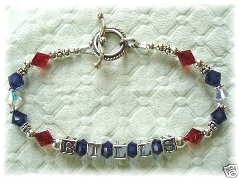 BUFFALO BILLS JEWELRY BRACELET made with Swarovski Crystal, Sterling Silver, NFL Cover