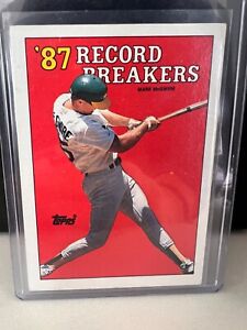 1988 Topps Error Mark McGwire 87 Record Breakers #3 Cyan Triangle 1/1 Shoestring