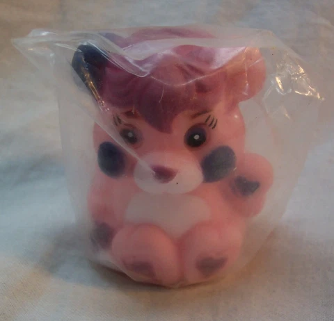 1986 VINTAGE Popples PINK PARTY POPPLE PLASTIC FINGER PUPPET 2" Toy NEW Cover