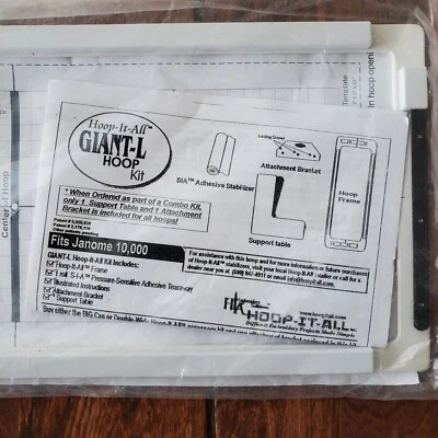 Hoop It All Giant-L Hoop Kit Fits Janome 10,000 Embroidery Frame Bracket 18.5" - Image 1 of 3