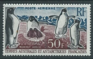 FRENCH SOUTHERN ANTARCTIC TER 1962/72 SG34 50f Penguins m/m offset reverse cv£55 - Picture 1 of 2