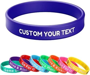 Custom Silicone Wristbands -Personalize Rubber Bracelets Events Gifts 1-4PCS - Picture 1 of 28