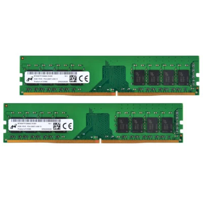 Micron 16 GB DDR4 RAM 2x 8 GB 1RX8 PC4 2400T 19200mhz UDIMM Desktop Memory CL17 - Image 1 of 4