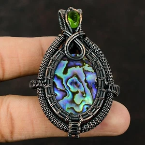 Women Day Sale Abalone Shell Copper Friend Gift Wire Wrapped Pendant 2.68" - Picture 1 of 7