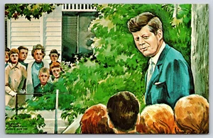 A797 Vintage Postkarte John F. Kennedy Sonntagmorgen Gespräch nach Kirche St. Franziskus - Bild 1 von 2