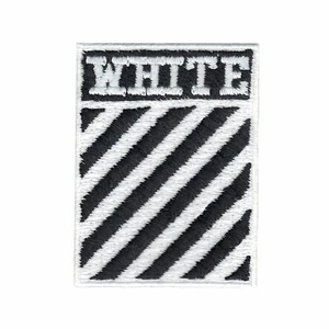 White Stripes Box Logo DIY Iron On Embroidered Applique Patch - Picture 1 of 1