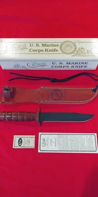 Cuchillo COMBAT Case XX 1989 EE. UU. Marine Corps con caja funda de cuero Foto 1 de 4