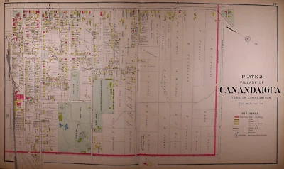 Mapa 1904 ~ Pueblo de Canandaigua, Ontario Co., NUEVA YORK / PARQUE DE CIERVOS RECINTOS FERIALES Foto 1 de 3