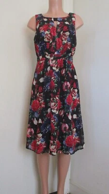 MODCLOTH ЧЕРНЫЙ МНОГОЦВЕТНЫЙ ЦВЕТОЧНЫЙ БЕЗ РУКАВОВ ЗАМОЧНАЯ СКВАЖИНА НАЗАД С ПОДКЛАДКОЙ ПЛАТЬЕ, РАЗМЕР S/M - Изображение 1 из 4