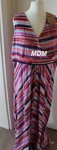 Mantaray Womens MULTICOLOURED SLEEVELESS STRIPED MAXI Cotton Holiday DRESS 18 BN - Picture 1 of 3