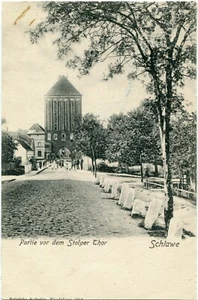 Carte postale Schlawe /Slavno /Poméranie partie porte trébuchée, rue vers 1900 - Photo 1/1