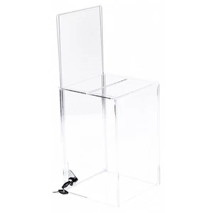 Plymor Acrylic Locking Ballot / Collection Box w/ Sign Holder, 7"W x 7"D x 11"H - Picture 1 of 1
