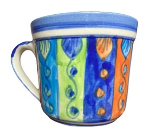 Tazza Mug Pier 1 Pier dipinta a mano esclusiva stile Swirl India XL ritirata multicolore - Foto 1 di 4