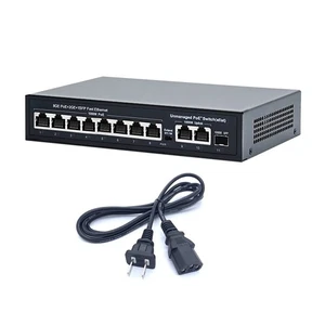 10 Port PoE +Ethernet Switch 2 Gigabit Uplink 120W No Power Supply Required - Afbeelding 1 van 11