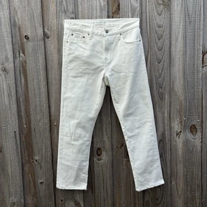 30x25 UNIQLO Men Stretch Selvedge Slim Straight Jean Mid Rise White Modified - Picture 1 of 11
