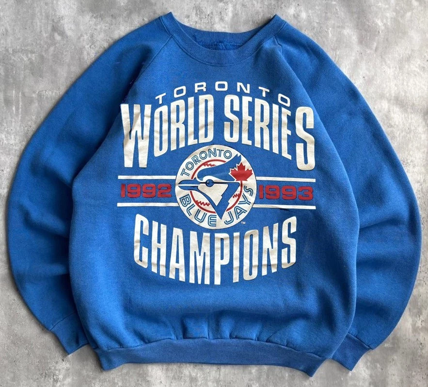 Toronto Blue Jays Champions 1992 1993 Royal Color Cuello Redondo Sudadera VK06896 Foto 1 de 1