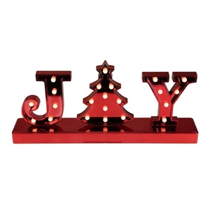 Letrero de carpa de Navidad Northlight 6,5" rojo iluminado con LED rojo 'Joy' - Imagen 1 de 3