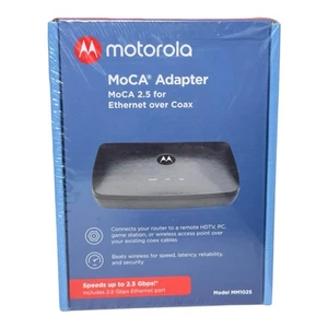 Nowy zapieczętowany adapter Motorola MM1025 MoCA 2.5 z Ethernet 2,5 Gbps - czarny - Zdjęcie 1 z 4