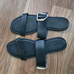Old Navy Casua Damen-Sandalen schwarz Doppelriemen Schnalle Größe 11. - Bild 1 von 8