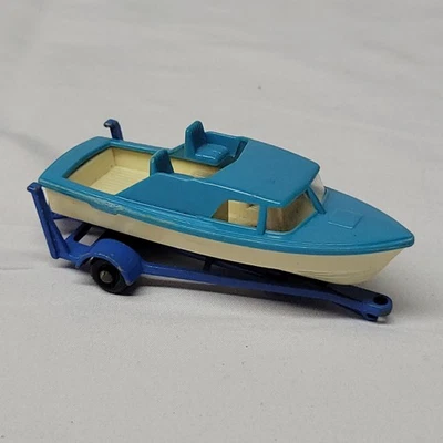 Matchbox Lesney Superfast #9 Boat &  Trailer All Original Vintage 2 Pieces blue - Image 1 of 4