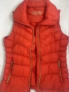 Michael Kors Women's Red Down Quilted Puffer Vest Full Zip, Size M - Picture 1 of 5