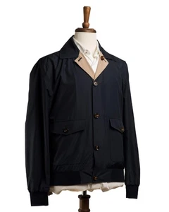 Kired by Kiton 'Gus' Blouson $3,695 Navy Blue Tan Reversible Jacket (50 IT) M - Picture 1 of 9