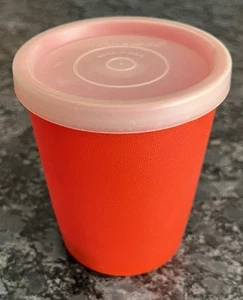 Vintage Red Tupperware Cup 1251-16 w/Clear Lid 296-49 Small Juice Cup - Picture 1 of 9