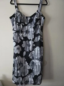 New York & Co Cotton Floral Sundress Coastal Nautical Fun Side Zip Size 12 - Picture 1 of 8
