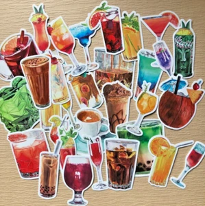 Cocktail Stickers - Handmade, Vinyl Waterproof - Super Cute! Set of 32/pk - Picture 1 of 4
