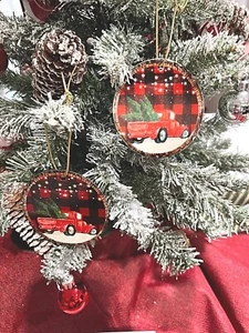 CHRISTMAS TREE TRUCK Ceramic & Metal Ornament, Decor Or Your Tree- Perfect Gift - Picture 1 of 5