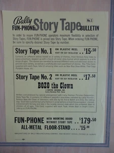 Bally Fun-Phone Story Tape Bulletin Flyer - Picture 1 of 1