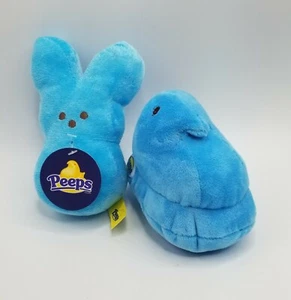 Peeps Bunny Plush Blue 9" And Chick Easter Stuff Peeps Lot Of 2 - Picture 1 of 12