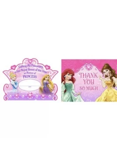 Hallmark Disney Princess 8 Invitations & 8 Thank You Postcards For Kids Party - Photo 1 sur 1