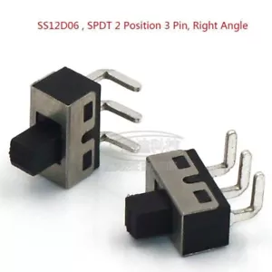 ON-OFF SPDT 1P2T 2 posiciones 3 pines panel de PCB mini pines ángulo recto interruptor deslizante - Imagen 1 de 4