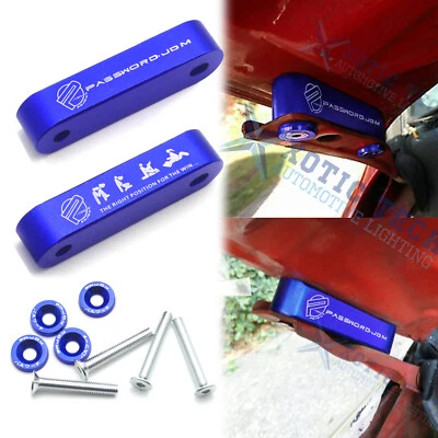 JDM PASSWORD Blue Hood Spacer Risers For Acura Integra 90-01 Honda Civic 88-00 - Image 1 of 4