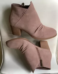 Skechers Suede Leather Booties Ankle 39 AU/US 9 Boots Heels Shoes Foam As New - Picture 1 of 8
