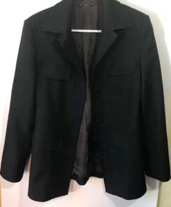 Sisley Women's Medium Coat Long Sleeve Fitted Pocket Detail Button Down Black - Picture 1 of 10