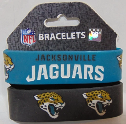 NFL Jacksonville Jaguars Silicone Rubber Bracelet Set 2 Pack Wrist Band Arm Team Cover