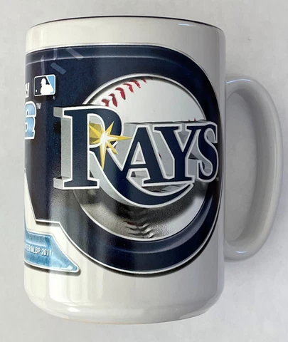 Set of 2 MLB Tampa Bay Rays 15 Oz Jumbo Coffee Tea Mugs Cups Baseball Logo Cover