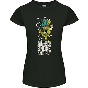 Funny Weed Cannabis Smoke and Fly Womens Petite Cut T-Shirt