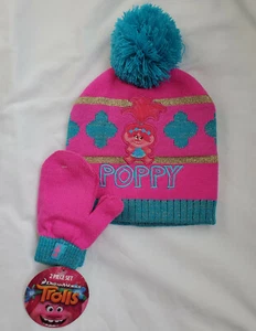 Trolls Toddler Girls Pink Poppy Beanie Hat & Mittens Set - Picture 1 of 2