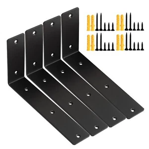 4Pcs 6-Inch Floating Shelf Brackets 90°Right Angle L Bracket Corner Bracket M... - Picture 1 of 9