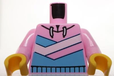 Lego Torso Bright Pink Hoodie Medium Blue and White Diagonal Stripes - Image 1 of 2