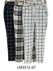 Ladies Tartan Print Elasticated Pocket Leggings/Trousers By Yu & Me - Picture 1 of 1