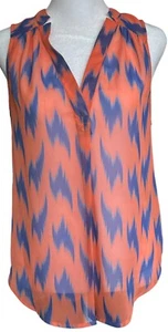 PIXLEY Prague Split Neck Blouse Sz S Stitch Fix Multicolor Sheer Flowy - Picture 1 of 10