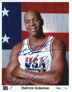 Derrick Coleman Signed Team USA 8x10 Photo New York Knicks - Picture 1 of 1