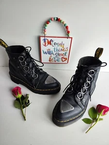 Dr Doc Martens farylle aunt sally black boots exposed metal toe UK5 EU38 - Picture 1 of 10